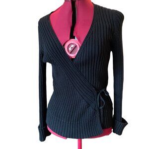 MEXX - Wrap V Neck crossover sweater top Cardigan BLACK - Medium